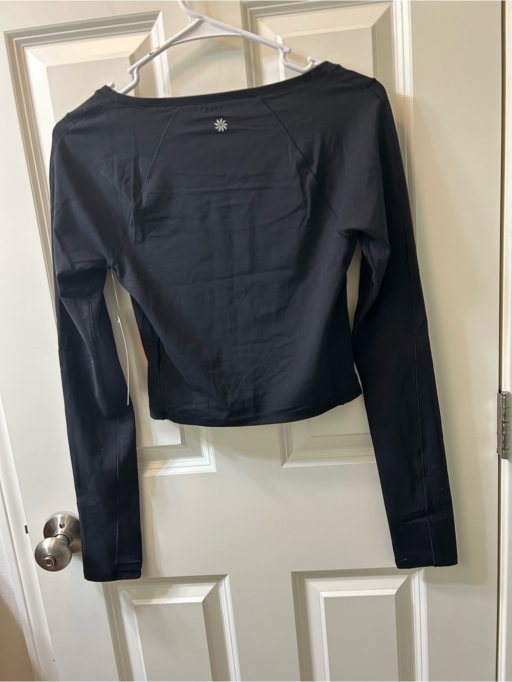 Athleta Black Long-Sleeve Active Crop Top